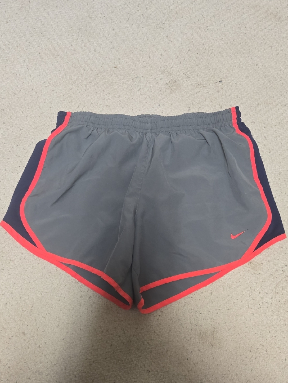 Girls Nike Gray Athletic Shorts with Pink Trim